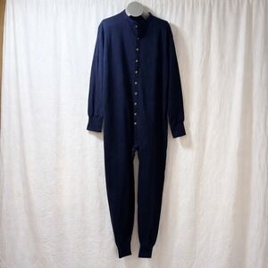 Duofold Champion Mens XL Navy Blue Merino Wool Blend Thermal Union Suit Pajamas